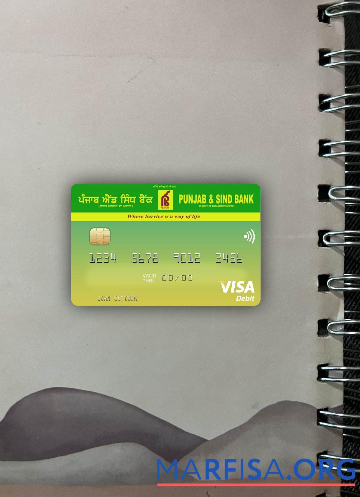 Downloadable India Punjab and Sind Bank visa photolook front sample